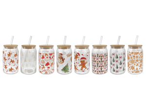 Flower-patterned Paper with Straws, Glass Water Cup YD-CUP-149