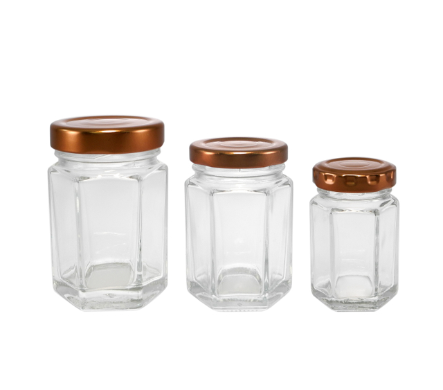 Hexagonal Polished Brown Lid High Borosilicate Glass Storage Jar YD-STJ-133