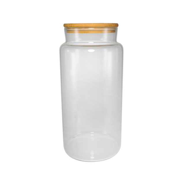 Large Cylindrical Polished Round Wooden Lid with High Borosilicate Glass Storage JarYD-STJ-108