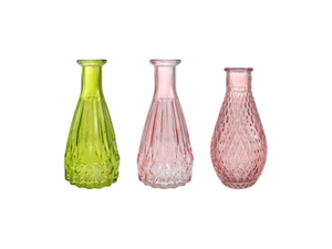 Colored Ribbon Relief Glass Vase YD-CGV-047