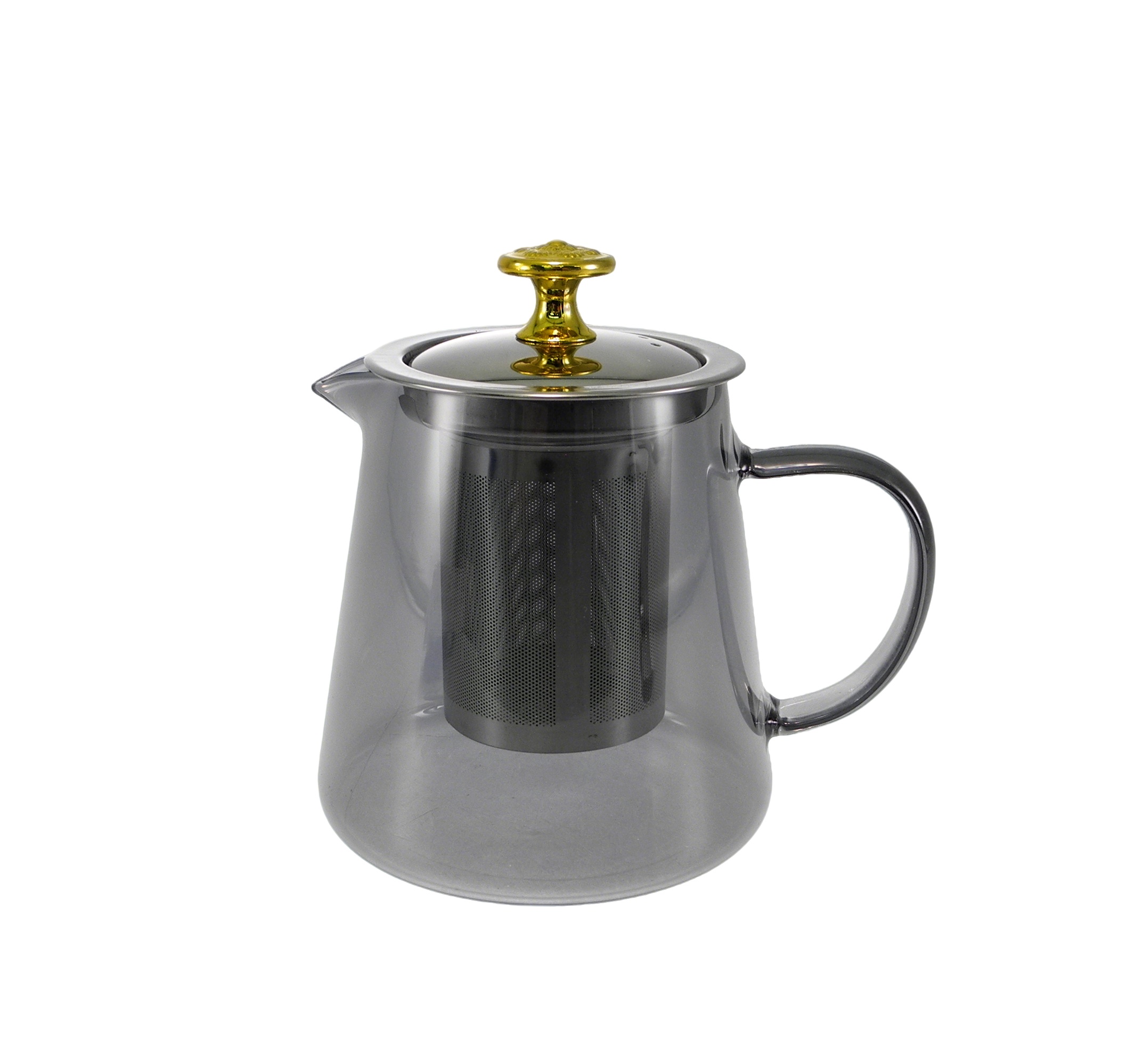 Flat-decorated Grey Glass Kettle YD-KEL-022