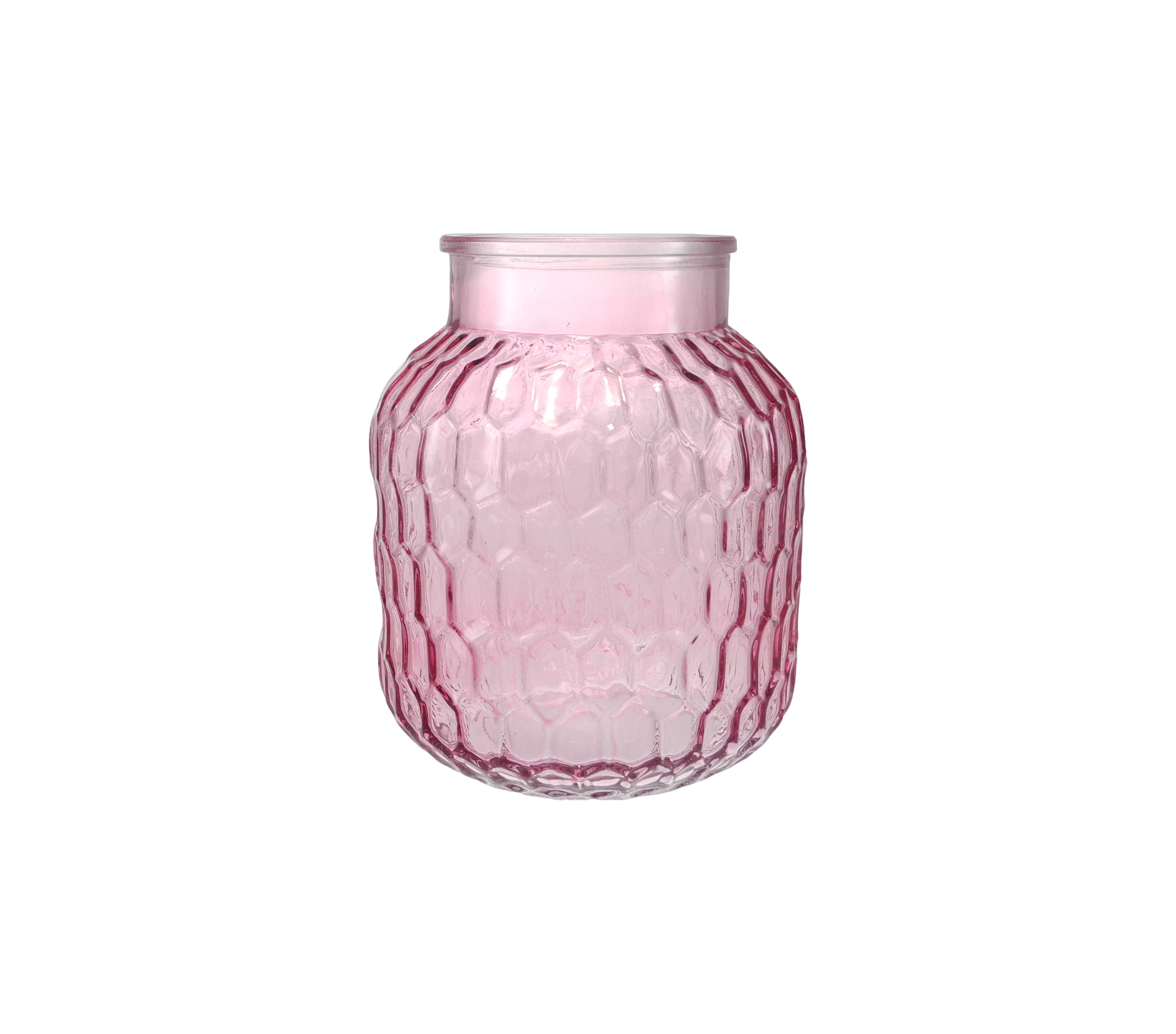 Colored Honeycomb Relief Glass Vase YD-CGV-048