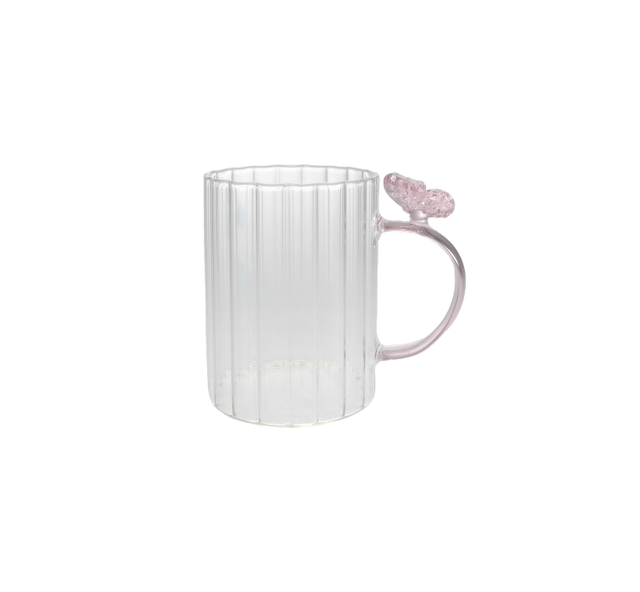 Butterfly Vertical Striped Glass Water Cup YD-CUP-172