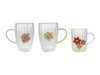 Glass Water Cup with Handle And Vertical Stripes Pattern YD-CUP-179