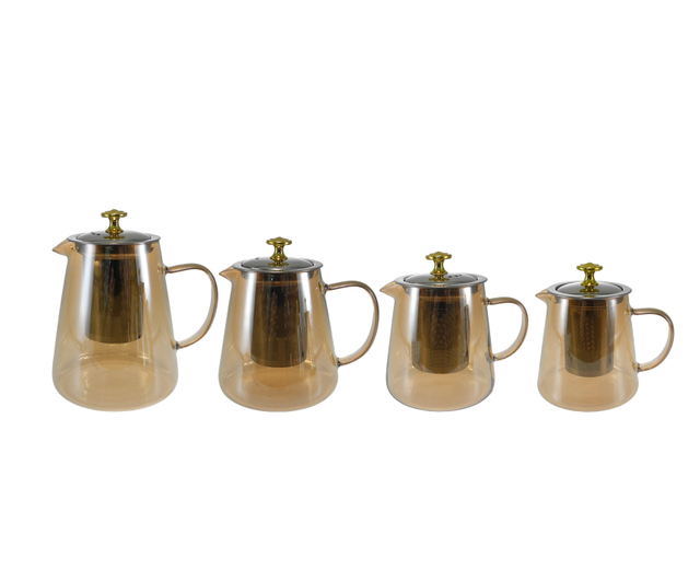 Flat-decorated Orange Glass Kettle YD-KEL-021