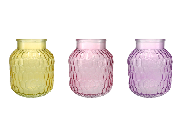 Colored Honeycomb Relief Glass Vase YD-CGV-048