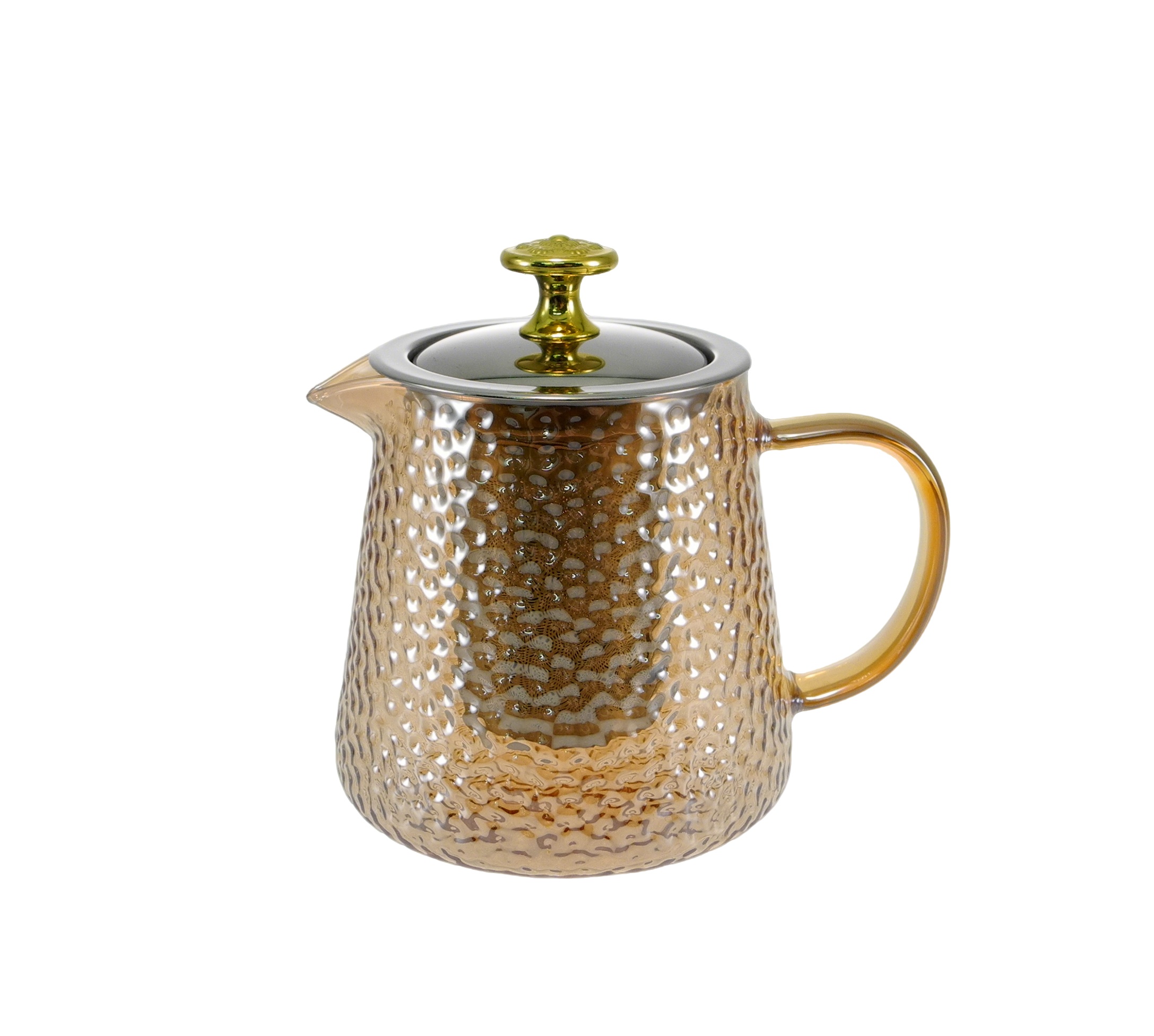 Dot-relief Orange Glass Teapot YD-KEL-015