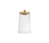 Round Wooden Cover Clear Vertical Striped High Borosilicate Glass Storage Jar YD-STJ-206