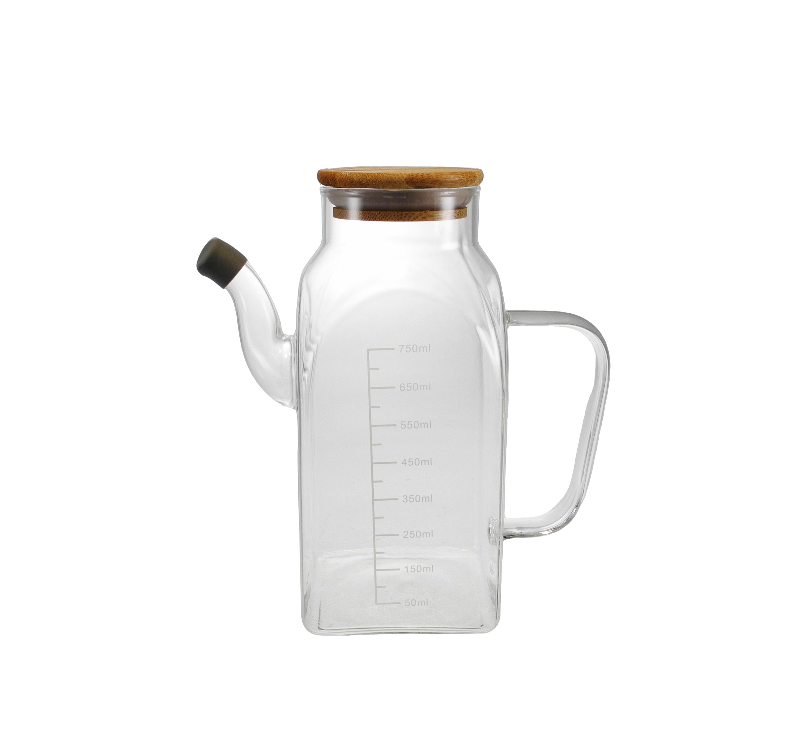 Wooden Cover Marked with Scale Line Glass Oil Bottle 