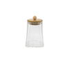 Round Wooden Cover Clear Vertical Striped High Borosilicate Glass Storage Jar YD-STJ-206