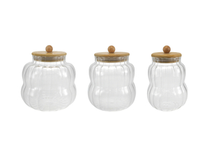Double-layer Vertical Striped-shaped Glass Storage Container YD-STJ-196