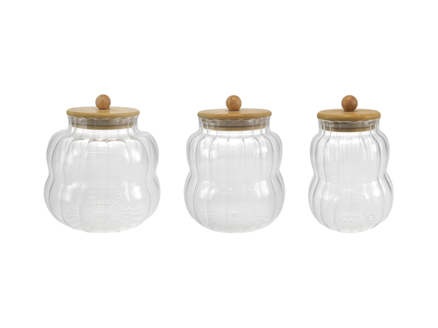 Double-layer Vertical Striped-shaped Glass Storage Container YD-STJ-196