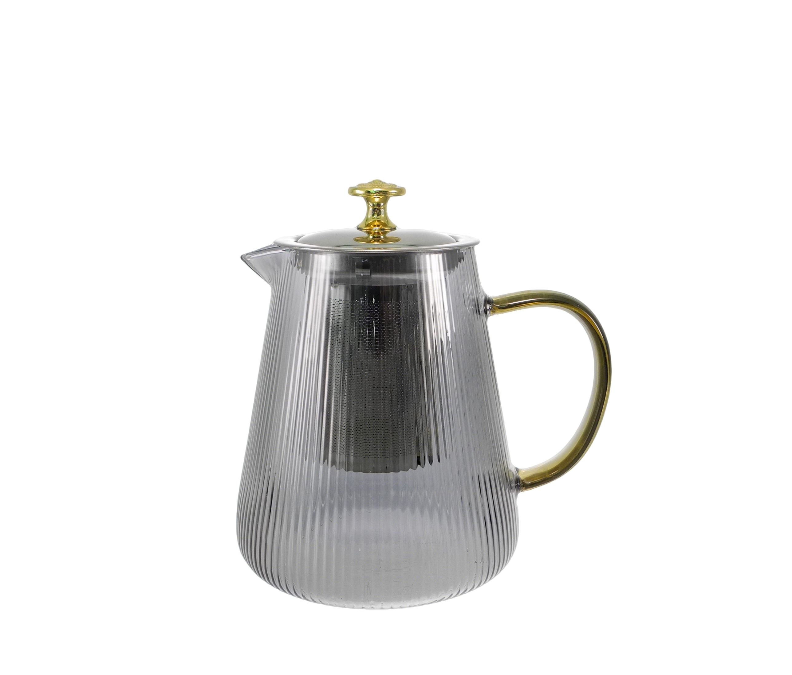 Vertical Striped Grey Glass Kettle YD-KEL-019