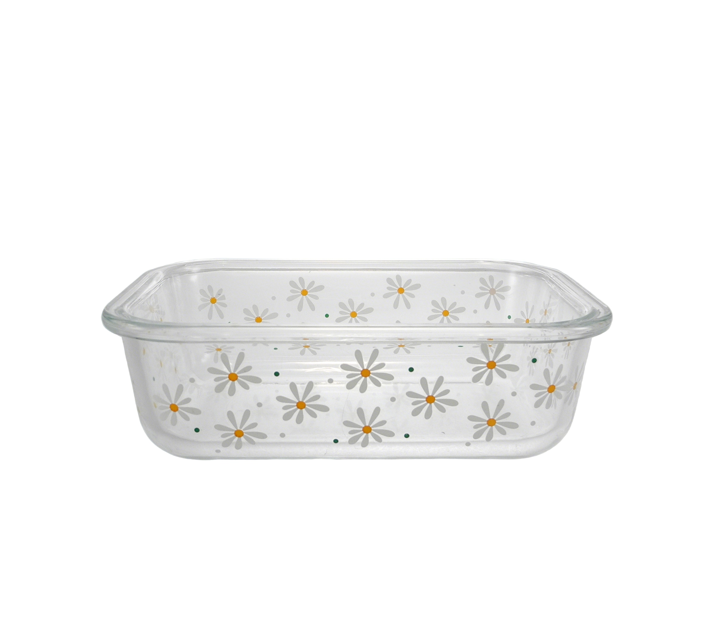 Flower-patterned Square Glass Bowl YD-BOW-022