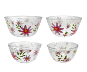 Pink Flower-patterned Glass Bowl YD-BOW-020
