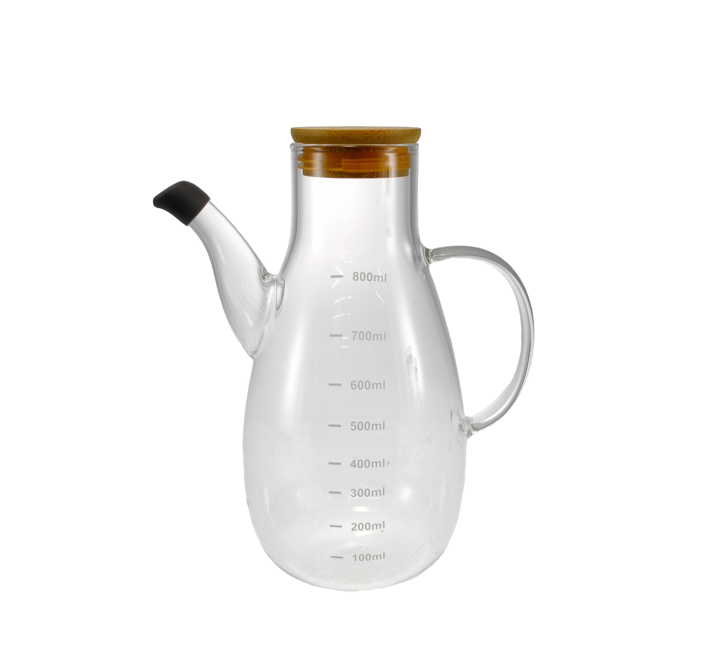 Wooden Lid Covered Glass Oil Pot YD-OBT-009