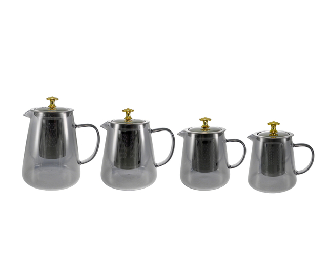Flat-decorated Grey Glass Kettle YD-KEL-022