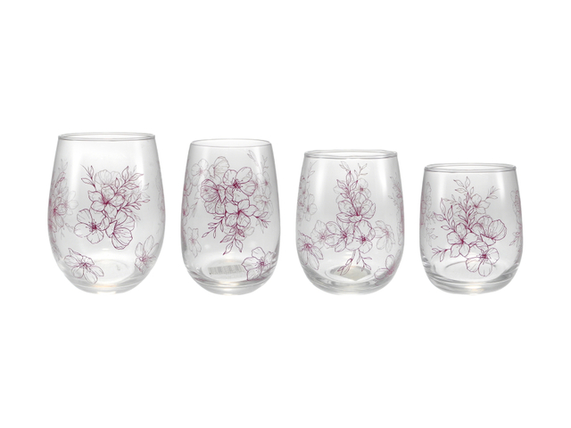 Cherry Blossom Pattern Glass Water Cup YD-CUP-177