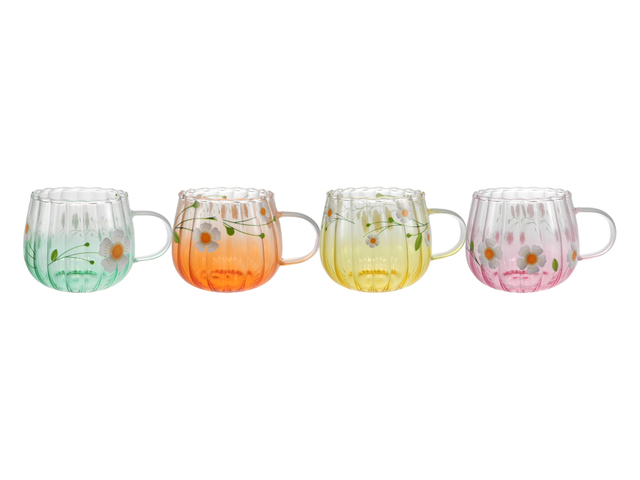 Vertical Striped Colored Glass Water Cup YD-CUP-188