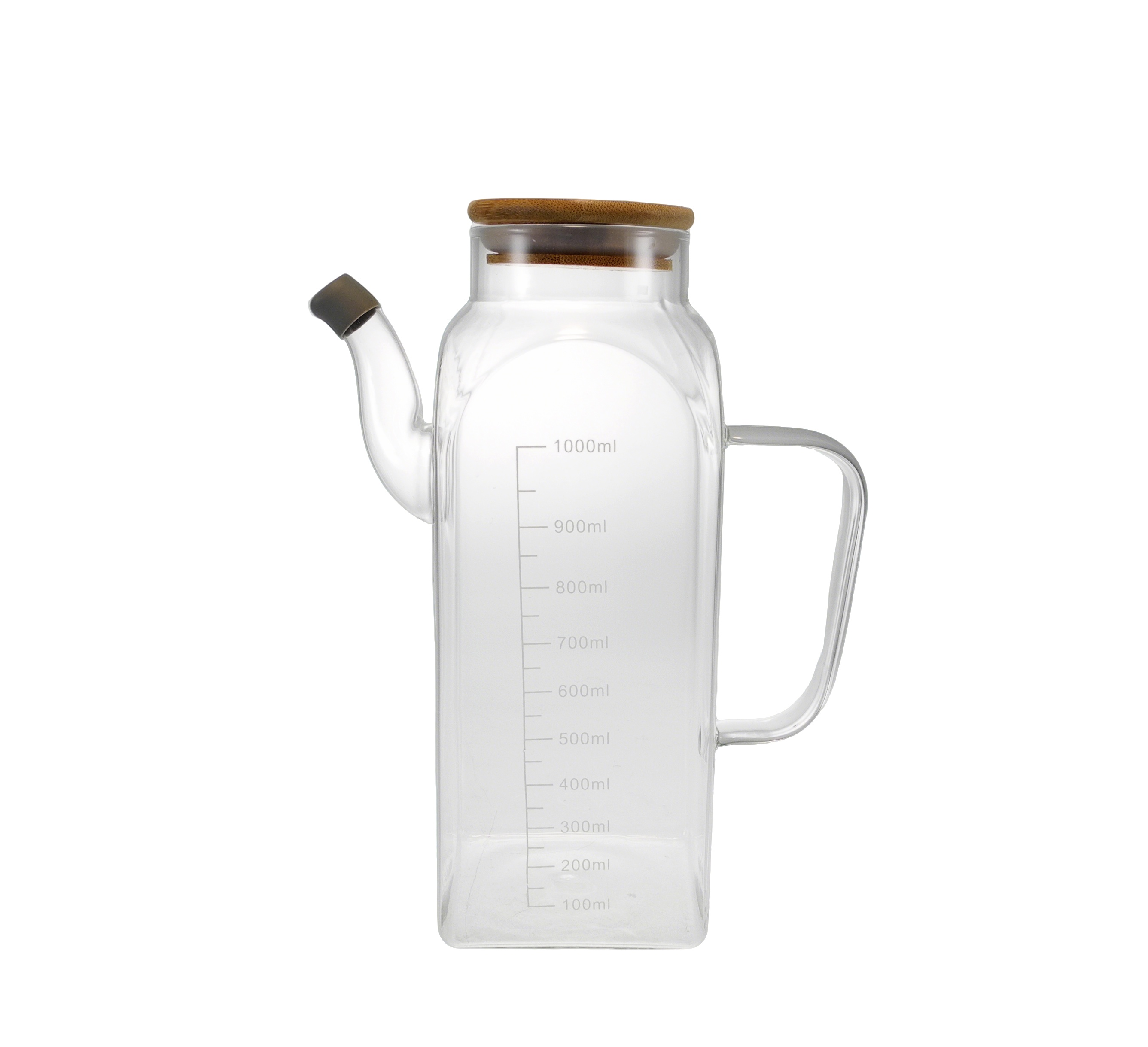 Wooden Cover Marked with Scale Line Glass Oil Bottle 