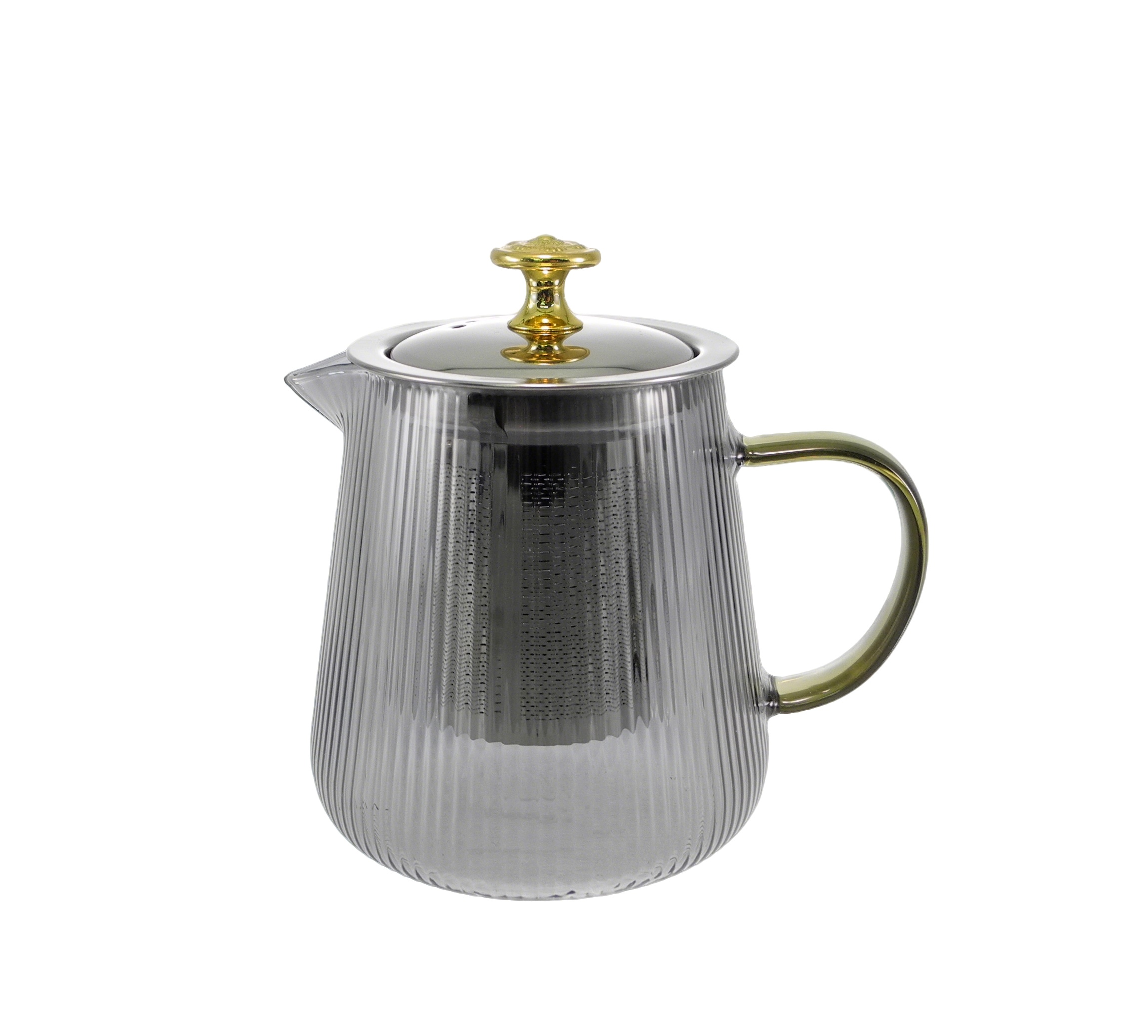 Vertical Striped Grey Glass Kettle YD-KEL-019