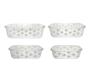Flower-patterned Square Glass Bowl YD-BOW-022
