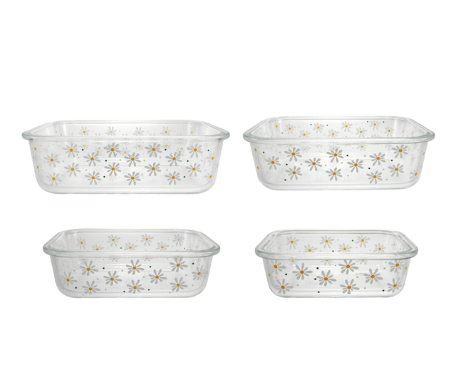 Flower-patterned Square Glass Bowl YD-BOW-022