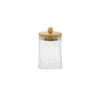 Round Wooden Cover Clear Vertical Striped High Borosilicate Glass Storage Jar YD-STJ-206