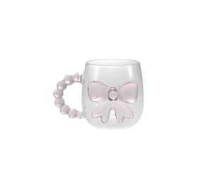 Pink Bow Accessory Round Glass Water Cup YD-CUP-167