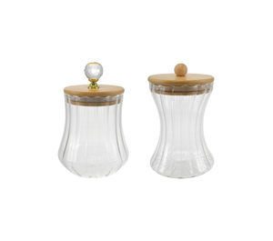 Vertical Striped Borosilicate Glass Storage Jar YD-STJ-199