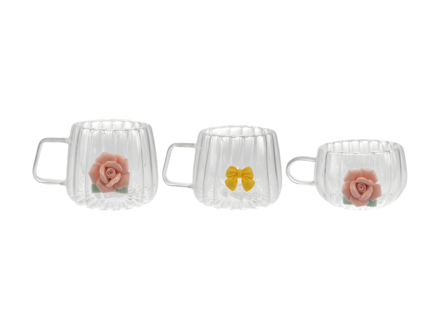 Rose Flower Glass Water Cup YD-CUP-181