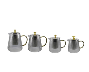 Vertical Striped Grey Glass Kettle YD-KEL-019
