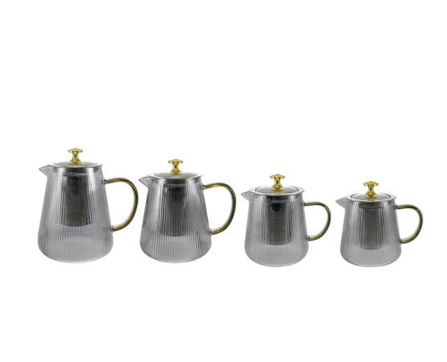 Vertical Striped Grey Glass Kettle YD-KEL-019