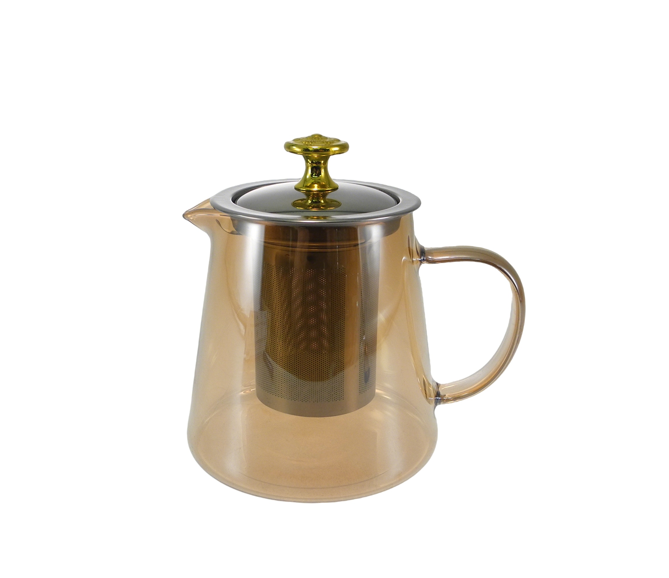 Flat-decorated Orange Glass Kettle YD-KEL-021