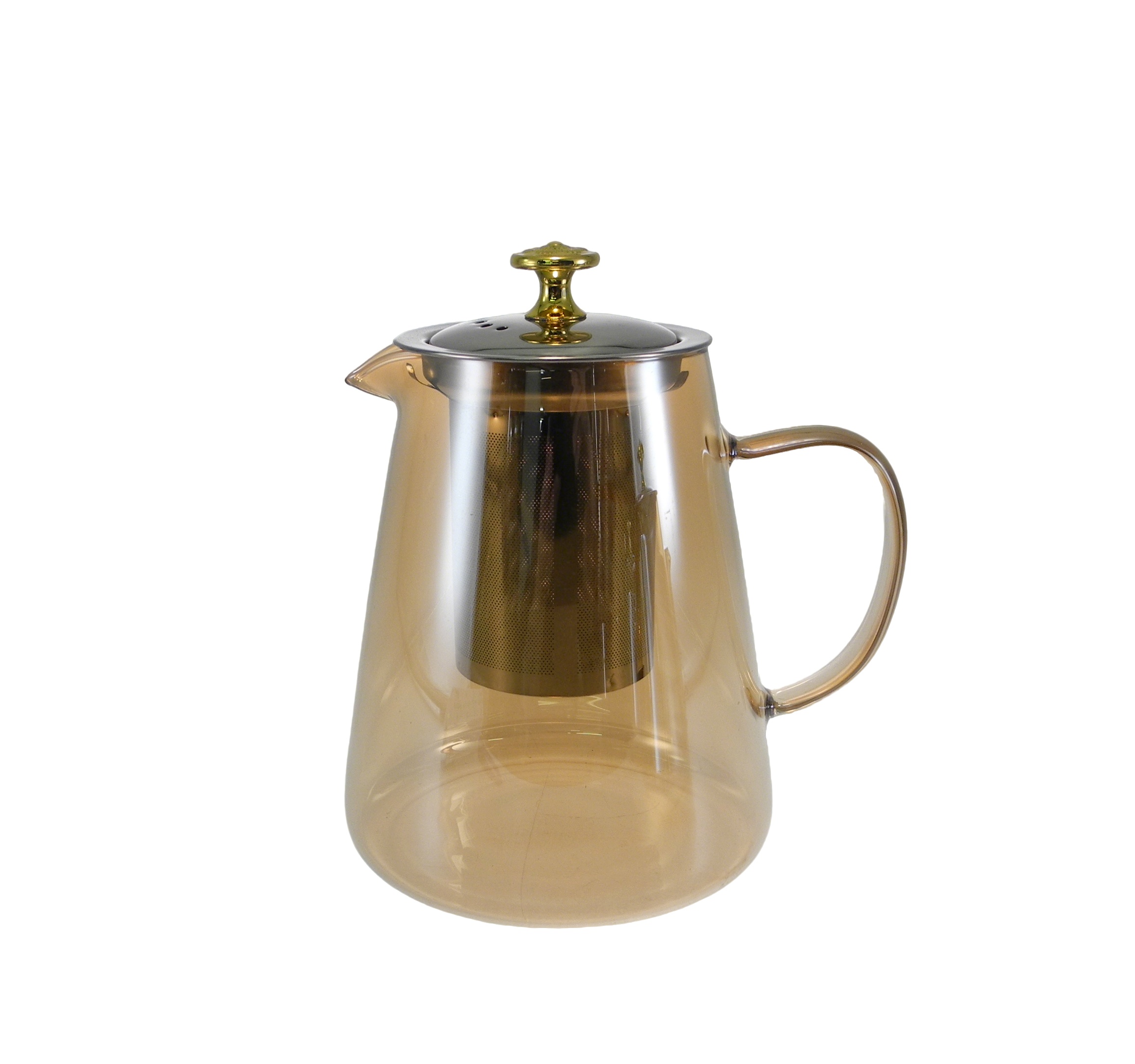 Flat-decorated Orange Glass Kettle YD-KEL-021