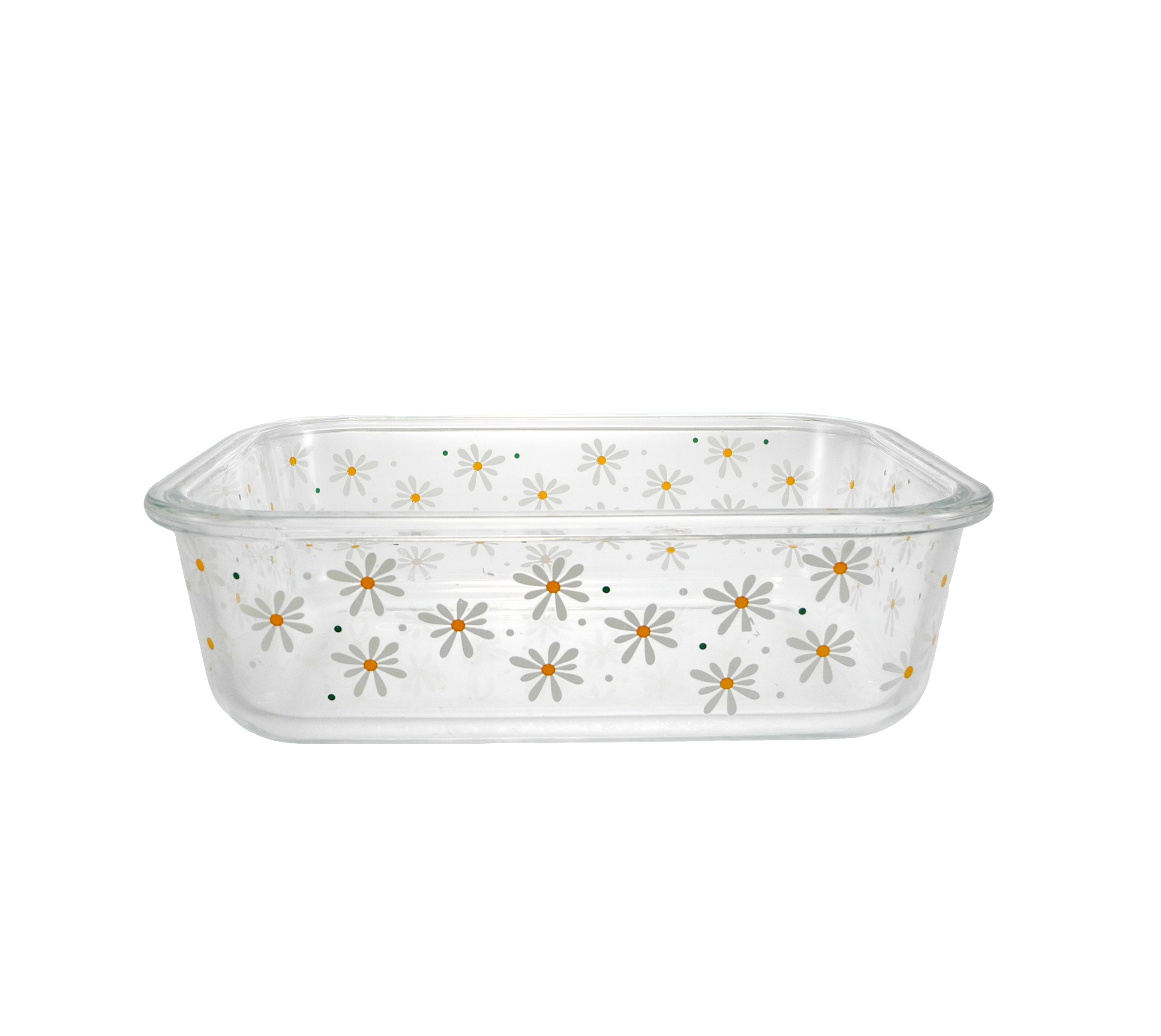 Flower-patterned Square Glass Bowl YD-BOW-022