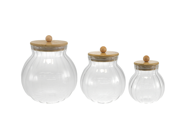 Round Vertical Striped Borosilicate Glass Storage Jar YD-STJ-189