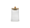 Round Wooden Cover Clear Vertical Striped High Borosilicate Glass Storage Jar YD-STJ-206