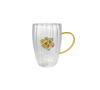 Glass Water Cup with Handle And Vertical Stripes Pattern YD-CUP-179