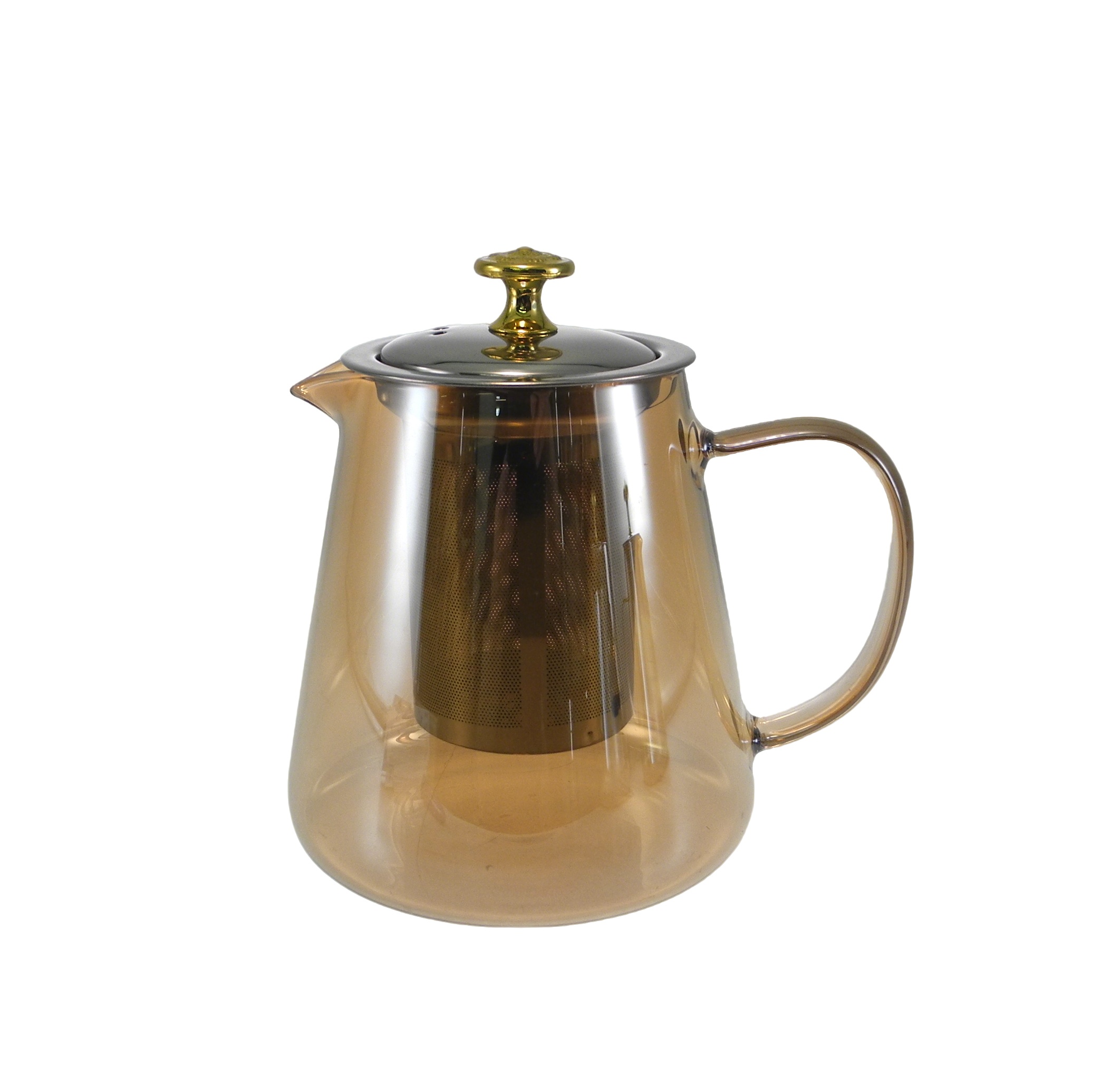 Flat-decorated Orange Glass Kettle YD-KEL-021