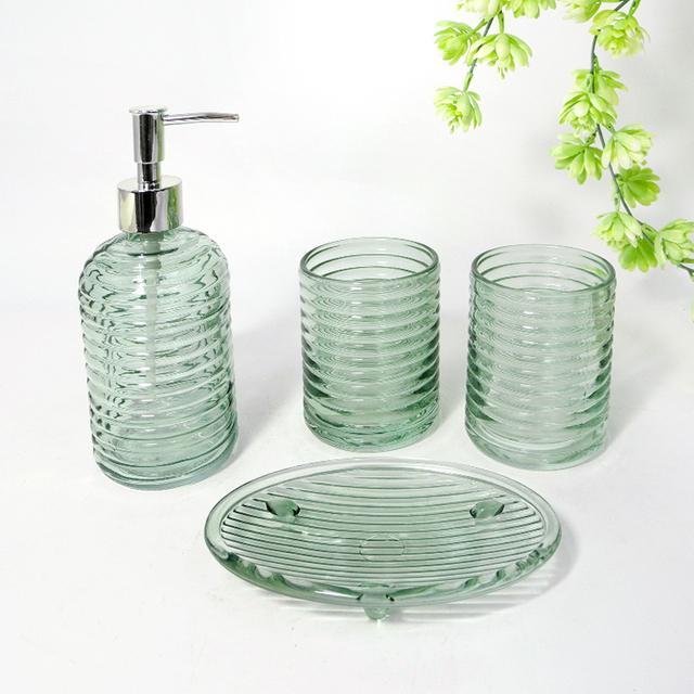 Green Striped Bathroom Scrubber Container YD-BC-003