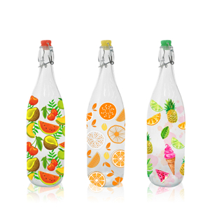Fruit Pattern Glass Clip Bottle YD-CBT-007