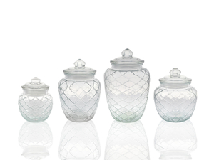 Mesh Relief Glass Storage Jar YD-STJ-032