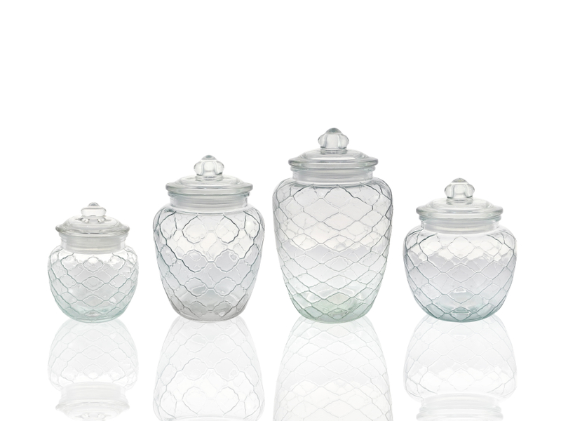Mesh Relief Glass Storage Jar YD-STJ-032