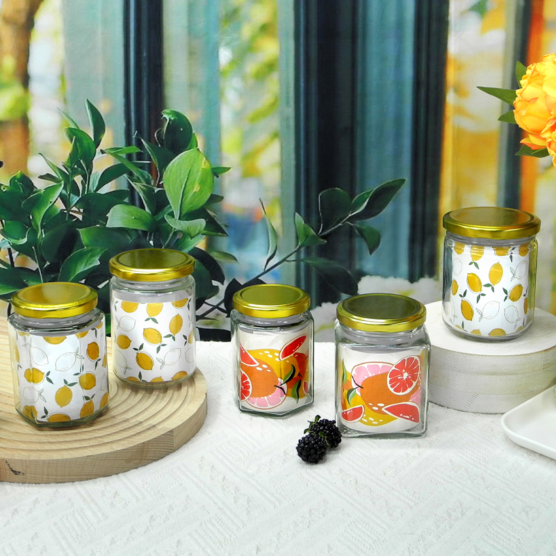 Hexagon Glass Storage Jar YD-STJ-028