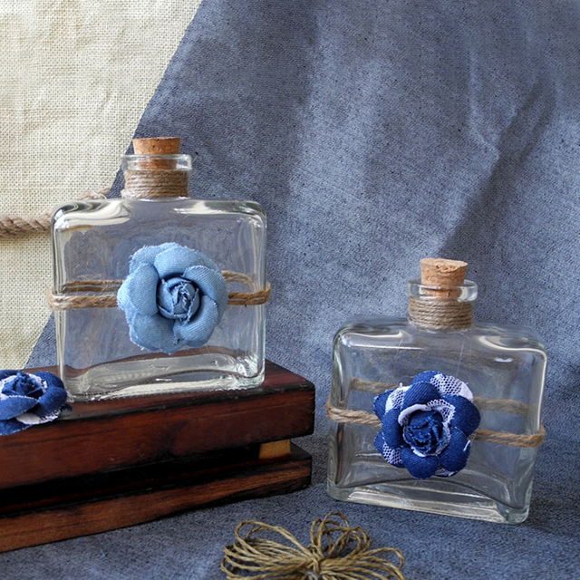 Blue Flower Glass Bottle YD-BOT-013