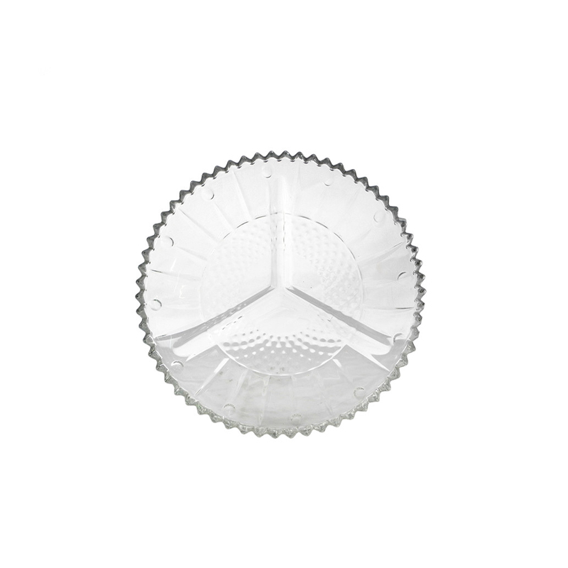 Lace Relief Pattern Glass Plate YD-GLSP-011