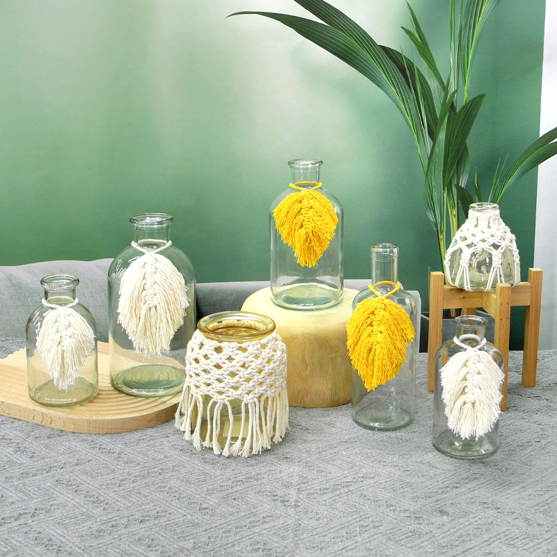 Cotton Thread Leaves Glass Vases YD-ACC-029