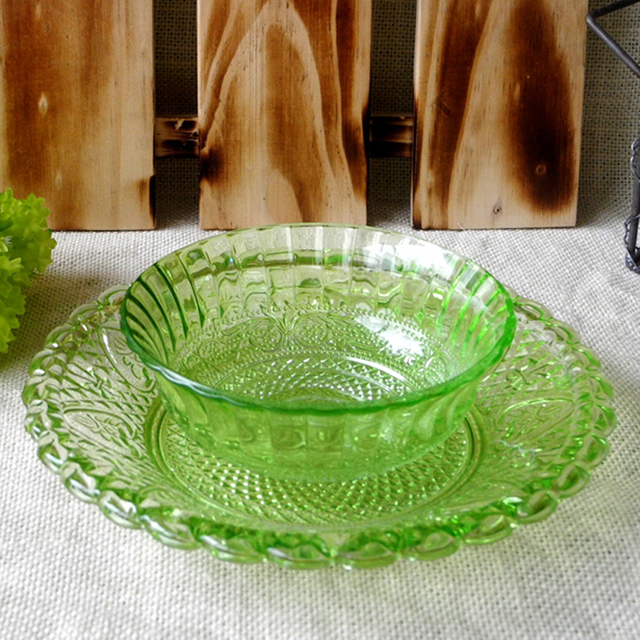 Green Glass Dish Set YD-BOW-004