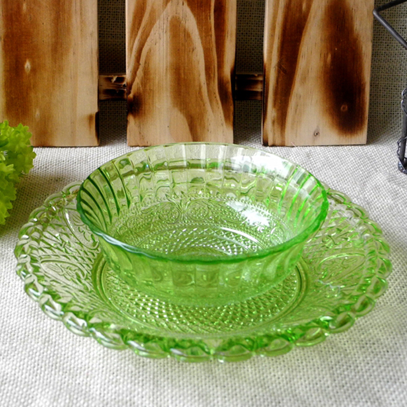 Green Glass Dish Set YD-BOW-004